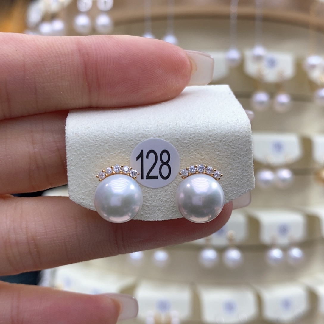 淡水珍珠耳饰银S925镶嵌女**下