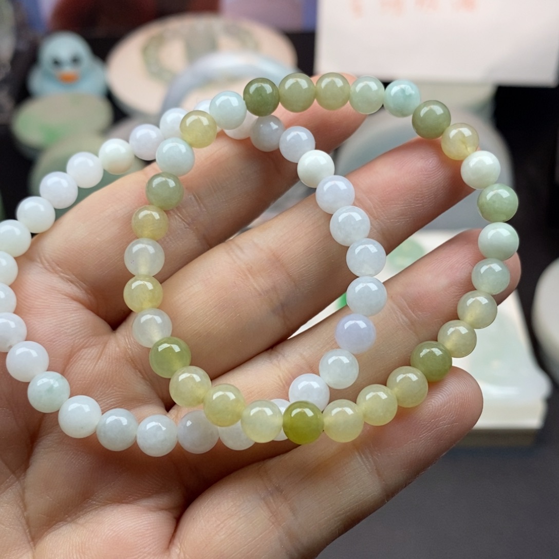 平***界翡翠散珠手串6666666