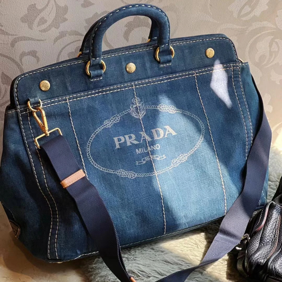 95新 Prada/普拉达 牛仔丹宁托特机包