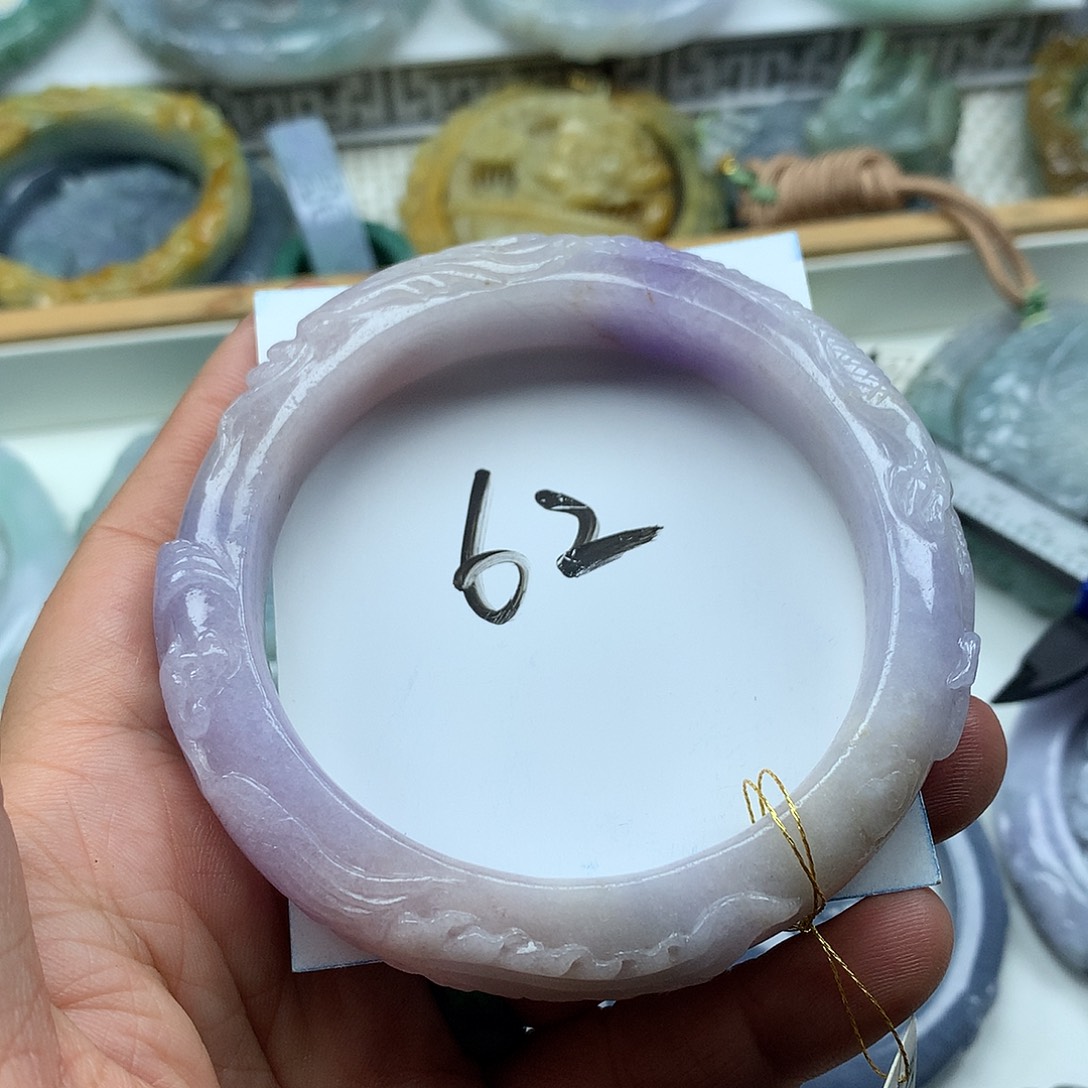 翡翠未镶嵌手镯复古风格62
