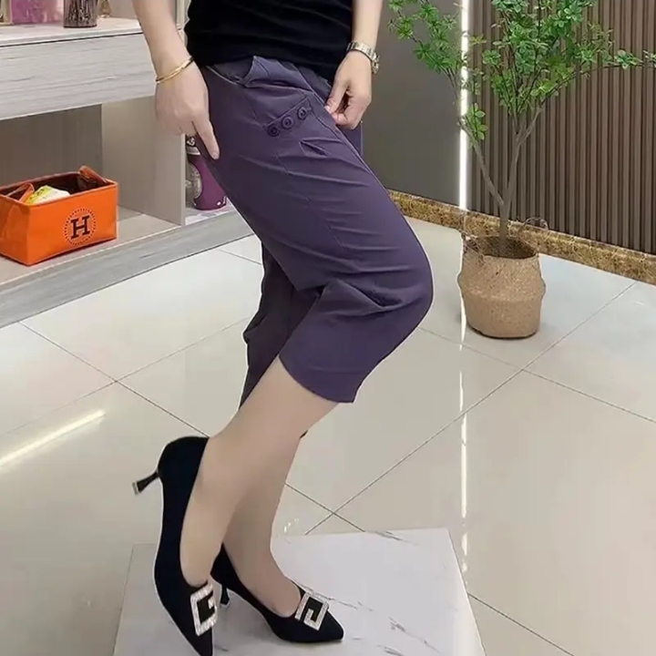 休闲裤高腰弹力显瘦百搭速干裤夏季时尚薄款运动七分裤哈伦裤女士