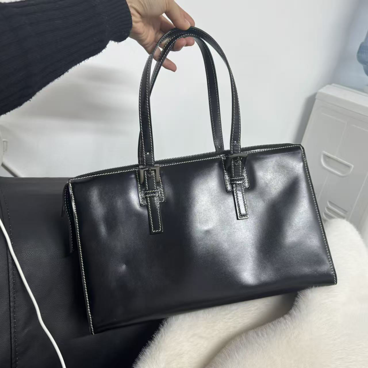 95新 FENDI/芬迪 芬迪黑色手提包经典/95新/16488785托特包复古