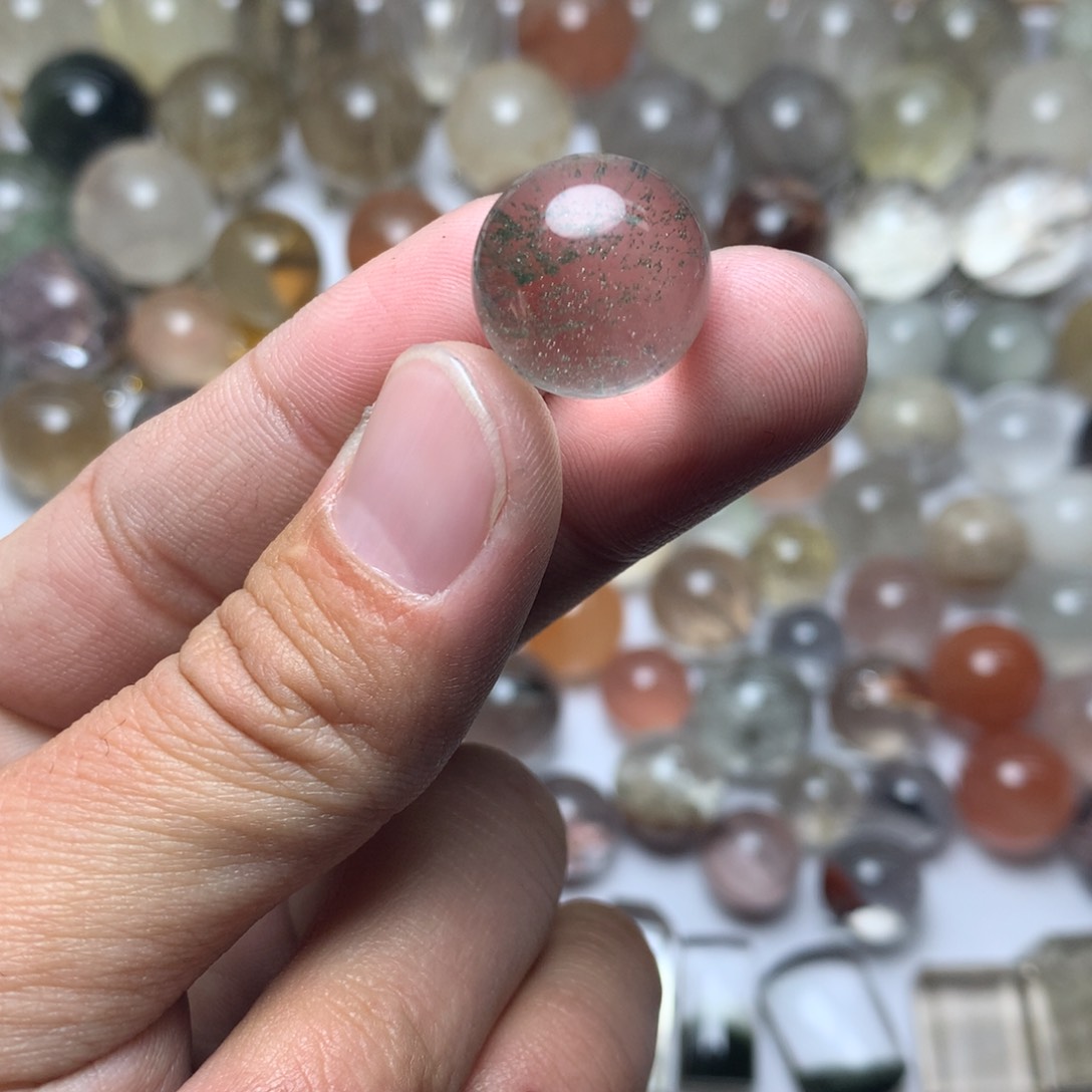 水晶珠宝半成品未镶嵌小***a绿幽灵球