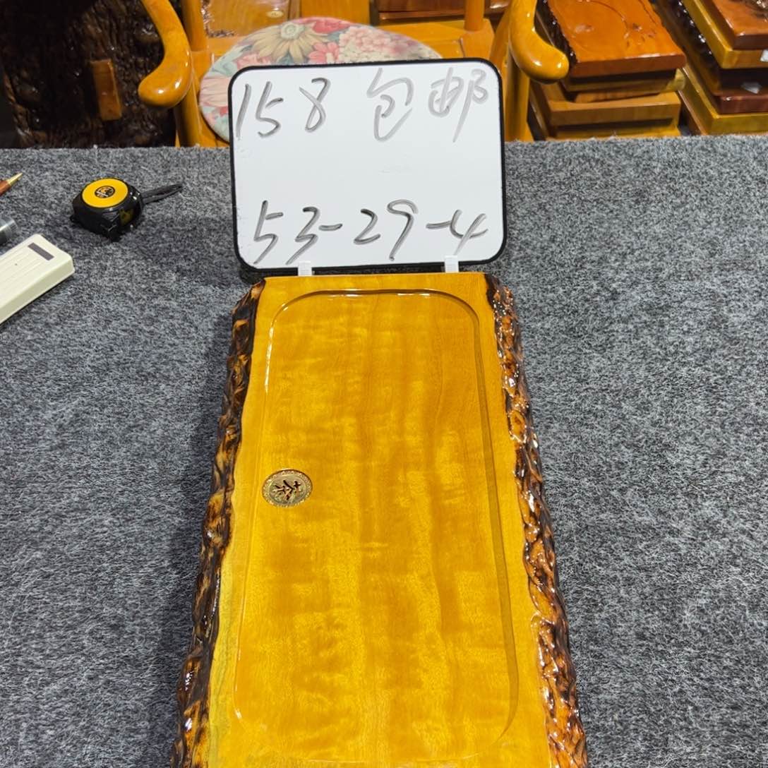 缅甸大叶金丝楠实木茶盘