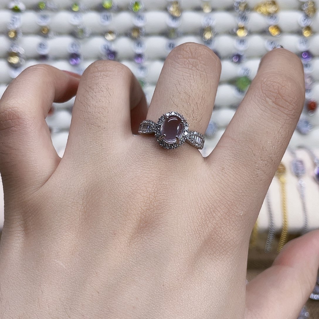 芙蓉石戒指银S925镶嵌