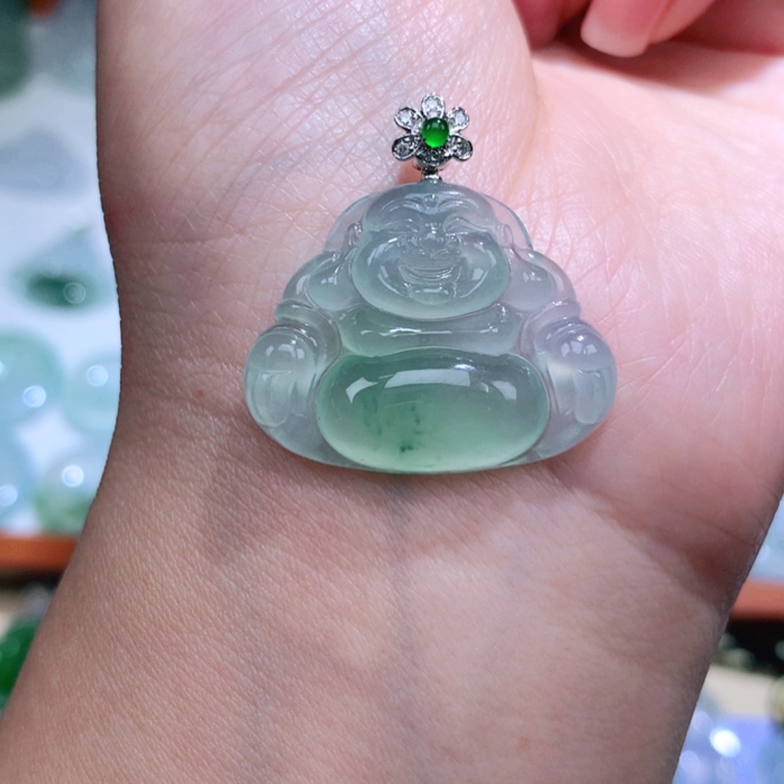 【闪购商品】翡翠颈饰18K金镶嵌佛公