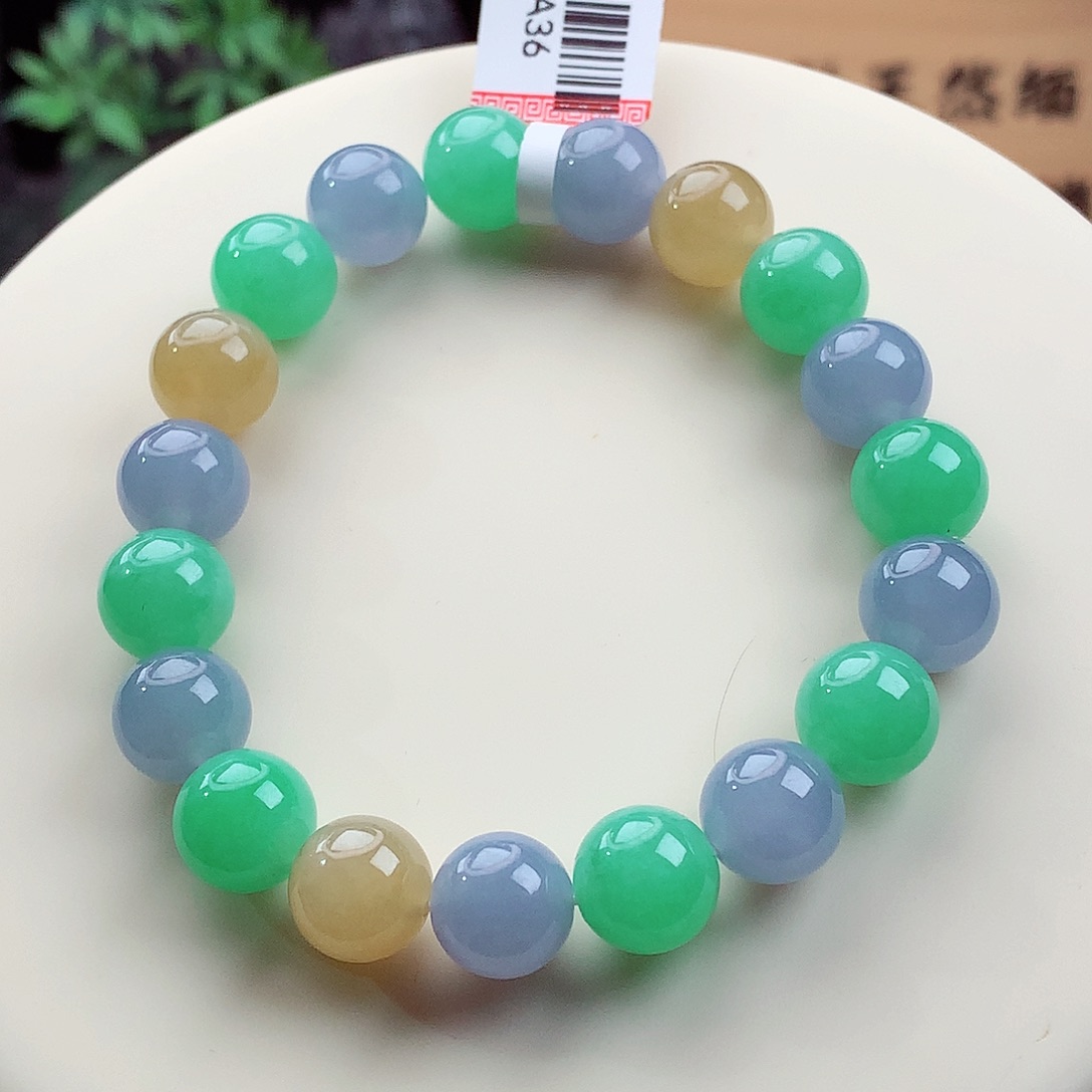 未镶嵌手链翡翠起冰起胶 冰胶多宝 卡10mm