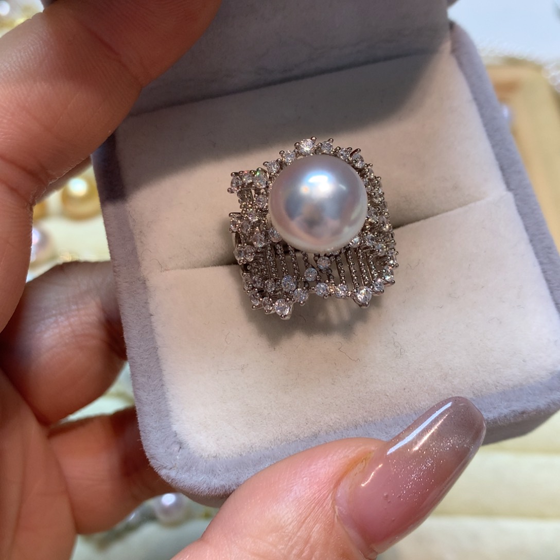 海水珍珠戒指银S925镶嵌