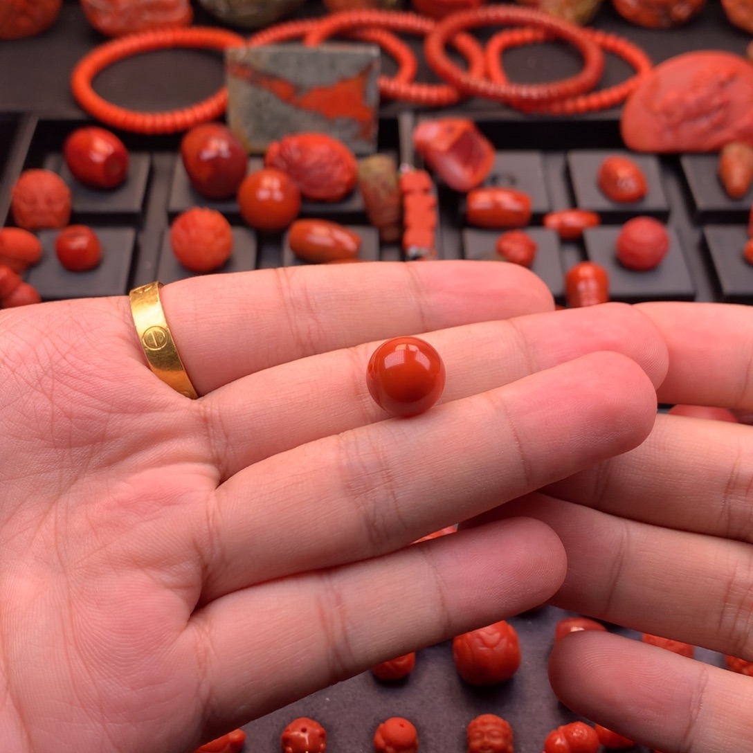 南红玛瑙未镶嵌川料原矿圆珠单珠12.4mm