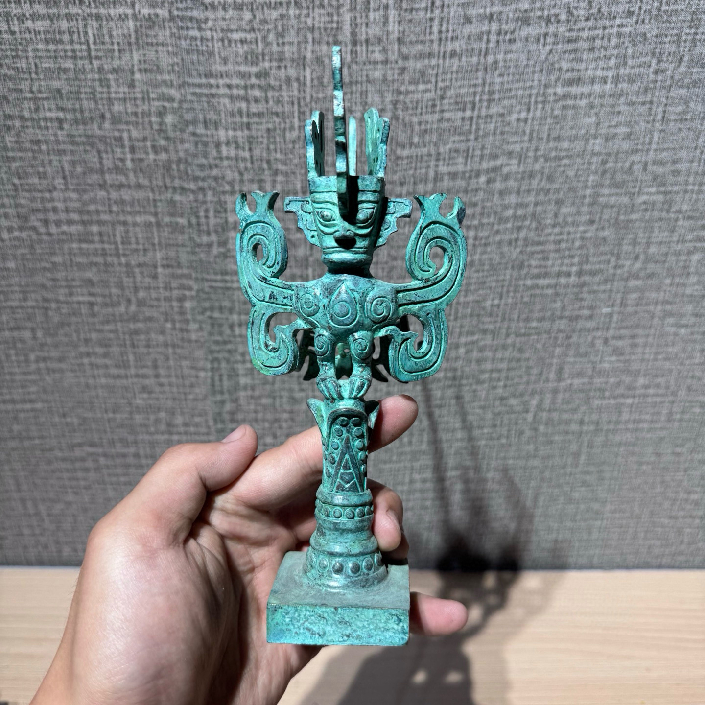 复古人首鸟身像，高21厘米，仿三星堆博物馆，家居摆件，博古架，