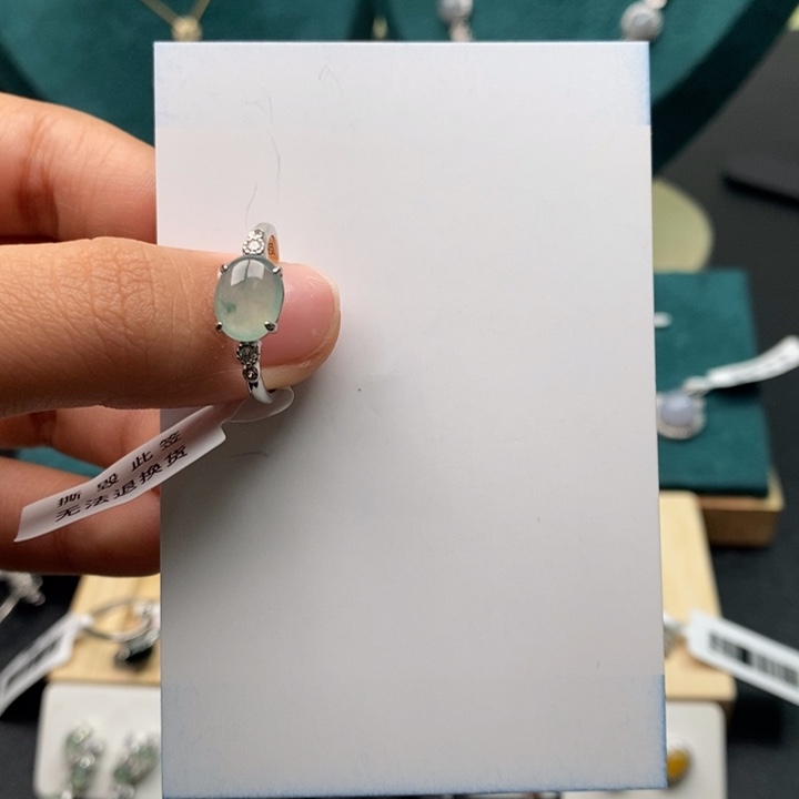翡翠戒指银S925镶嵌1111