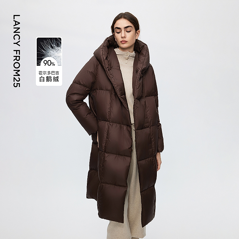 朗姿白鹅绒气质高级感中长款羽绒服外套24年冬季通勤上衣女欧若风