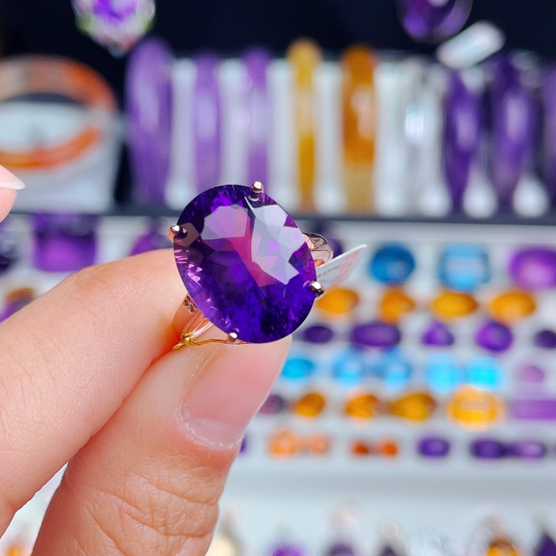 银S925镶嵌戒指紫晶青****R天然保真