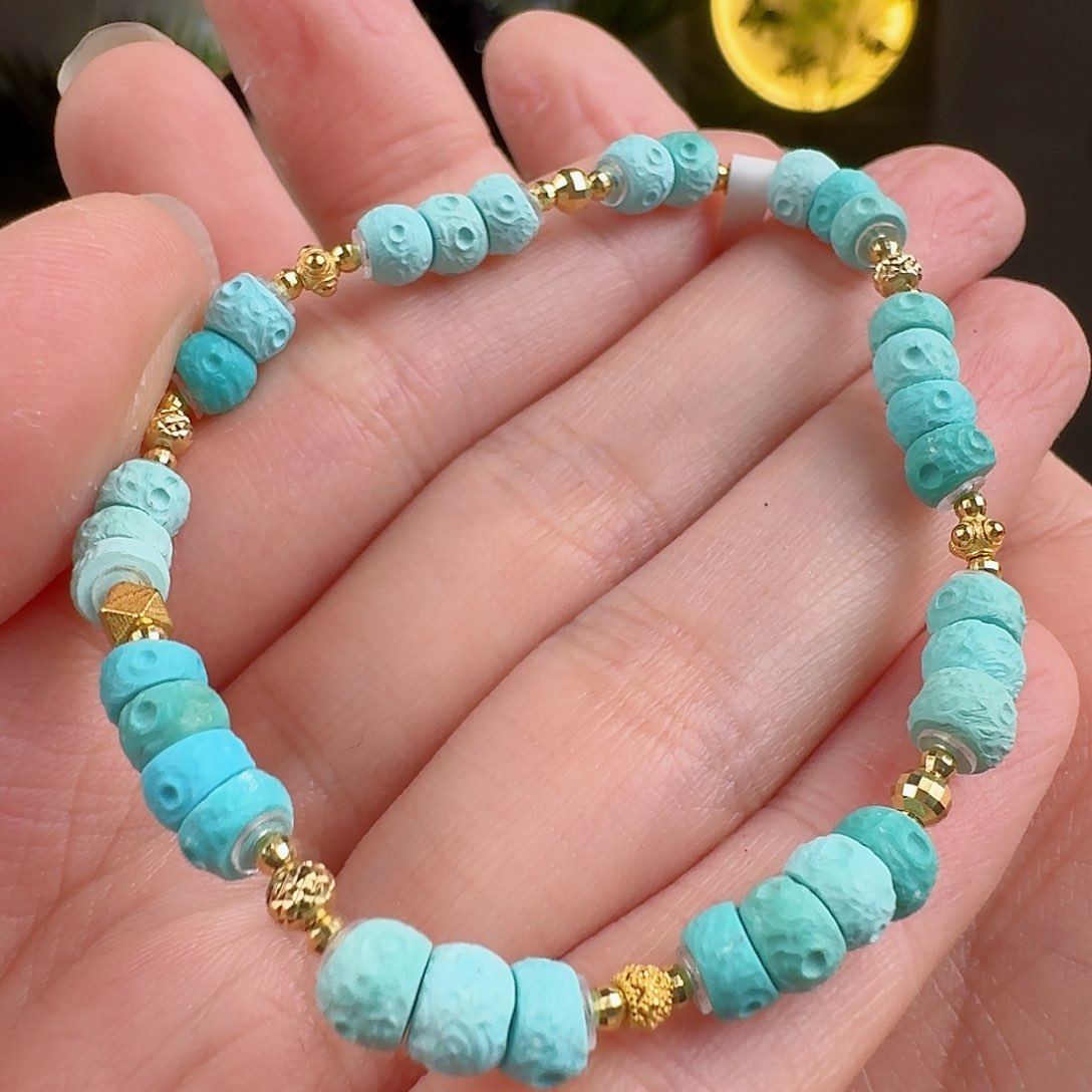 绿松石珠宝奇石18K金镶嵌