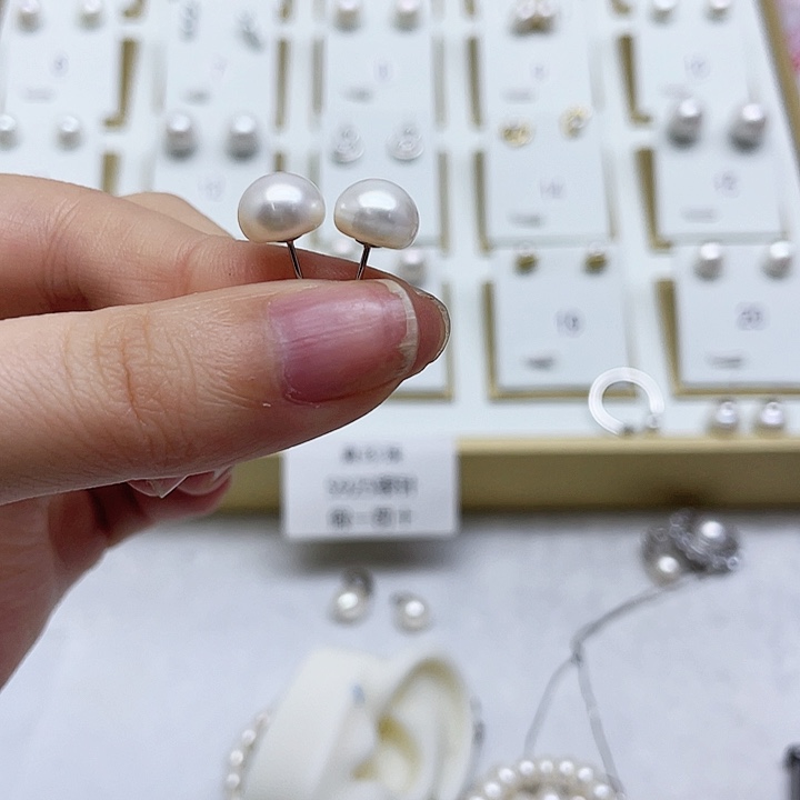 淡水珍珠耳饰银S925镶嵌小*干