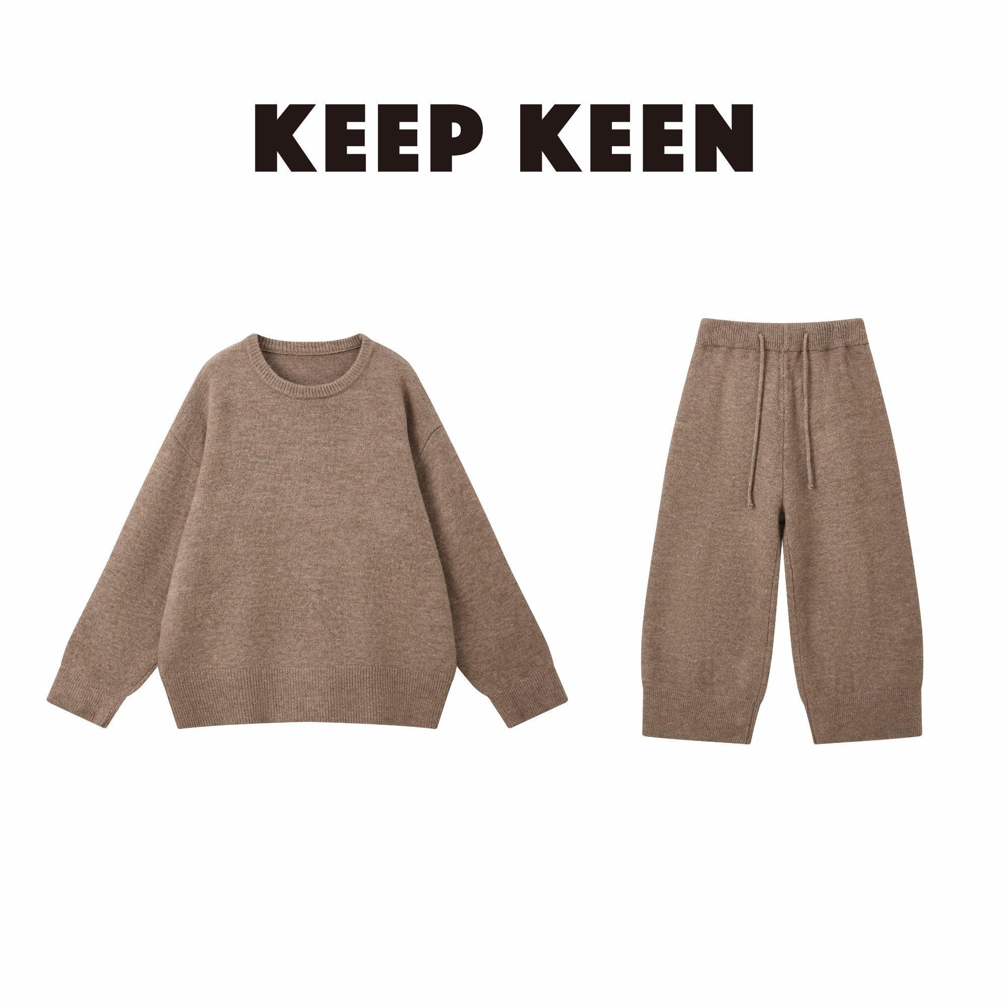 【马甲内搭】超好穿软糯糯针织宽松慵懒混纺毛衣上衣+裤子套装TZ01