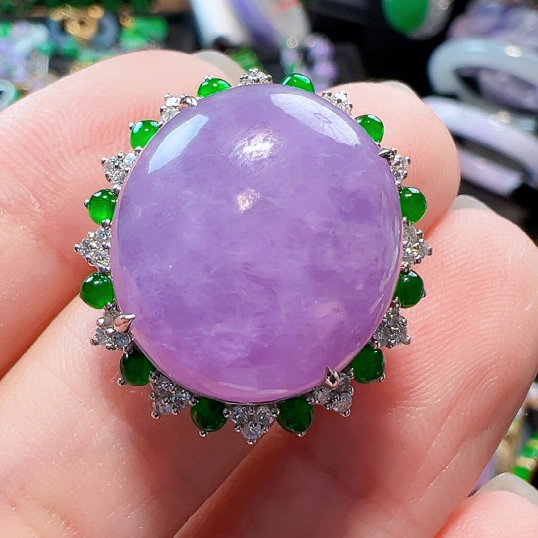 翡翠戒指18K金镶嵌签收后24小时鉴赏期