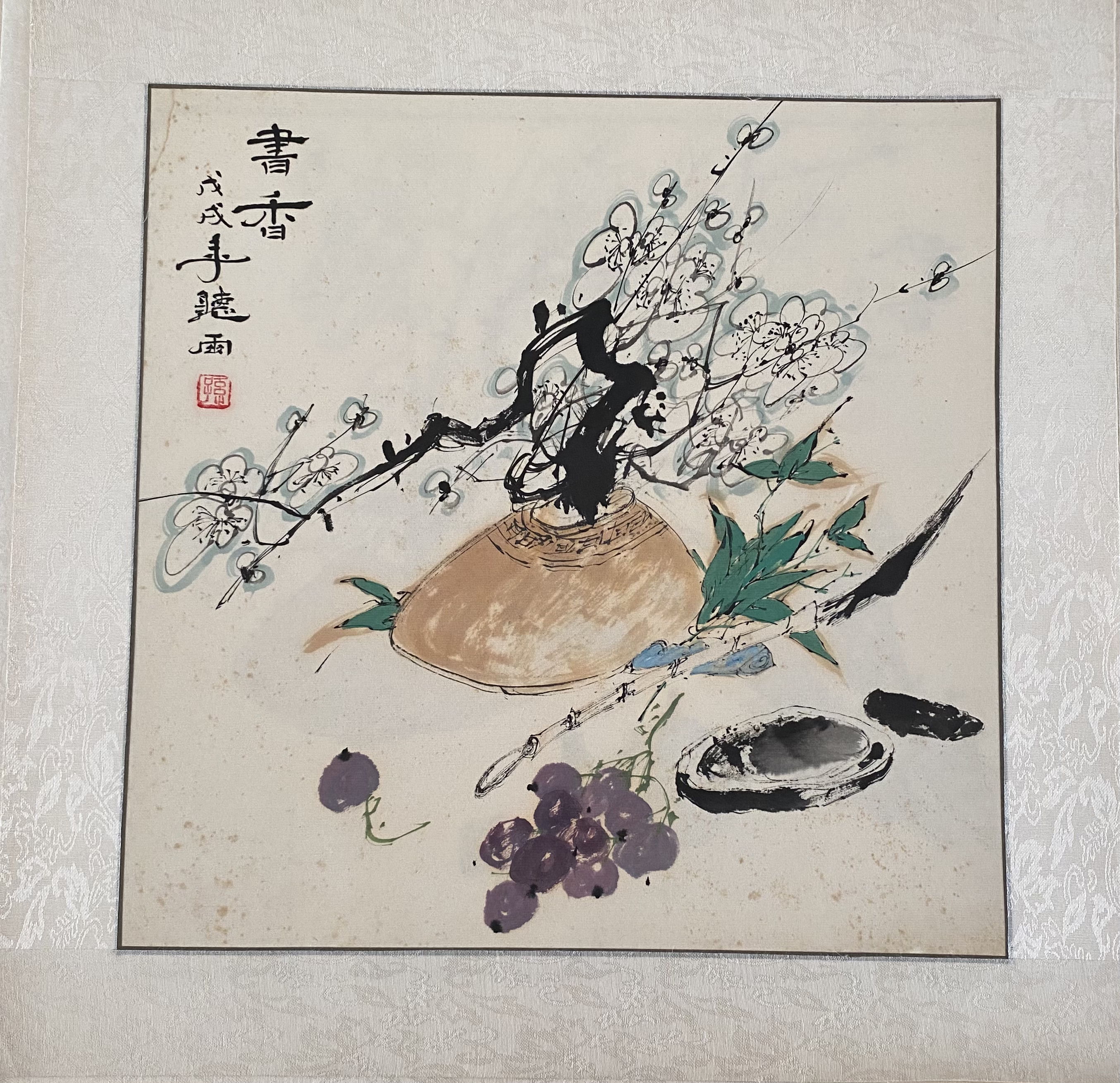 50X50花鸟画，纸张有点泛黄，介意的慎拍。