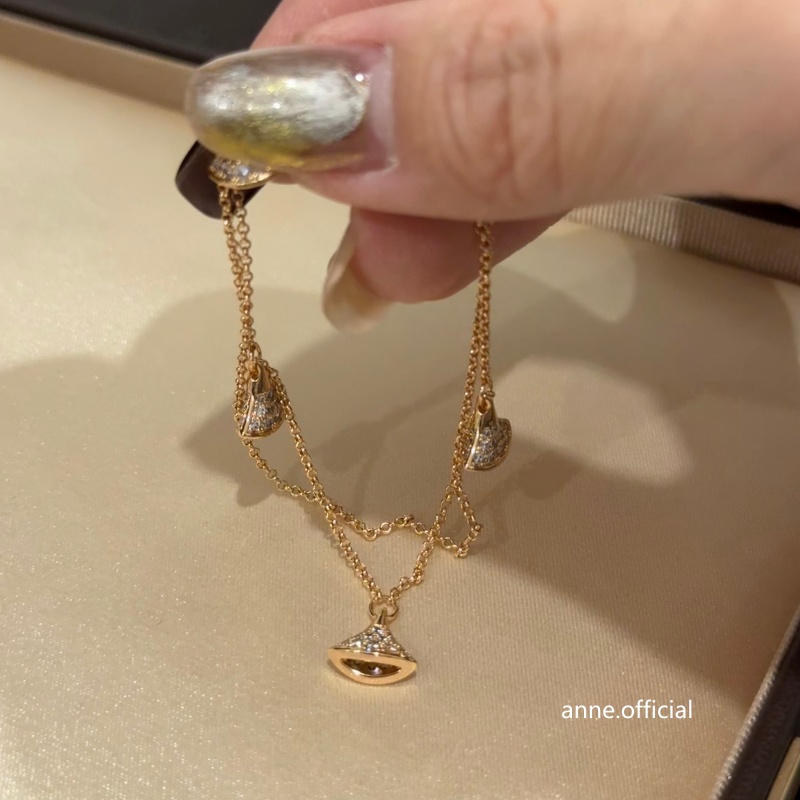 铜合金手链 双层满锆四裙子手链【S478】