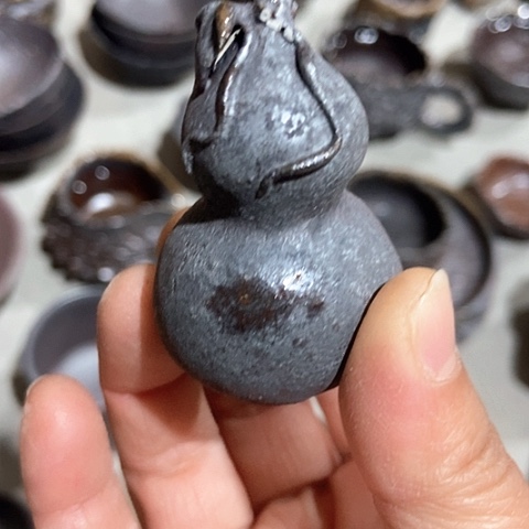 杯小葫芦摆件 柴烧裸烧手作品