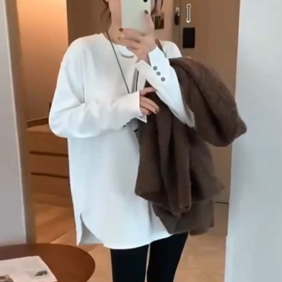 258中长款简约磨毛内搭上衣