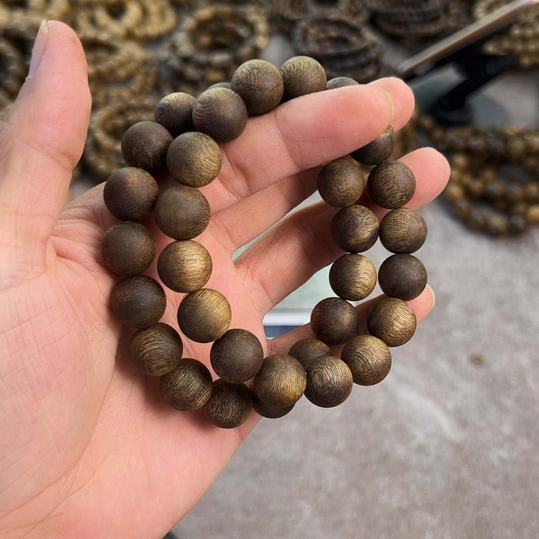 沉香手串沉香绿棋1.2mm圆珠单圈沉水多样性发一