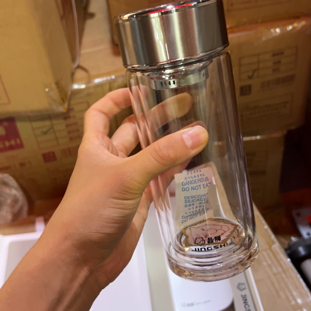 晶双层玻璃杯340玻璃杯本色玻璃杯提环