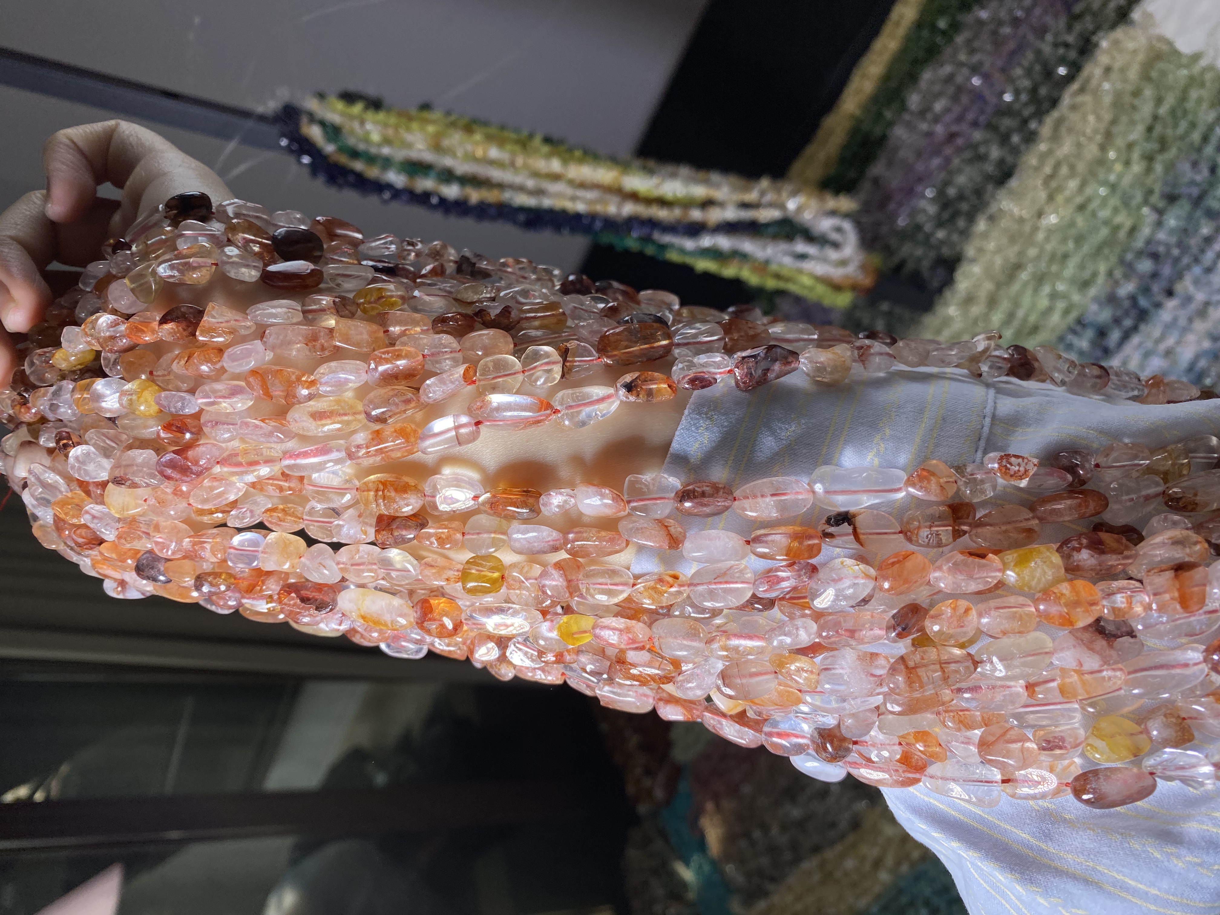 天然随行红胶花散珠锦鲤珠宝半成品可DIY饰品手串