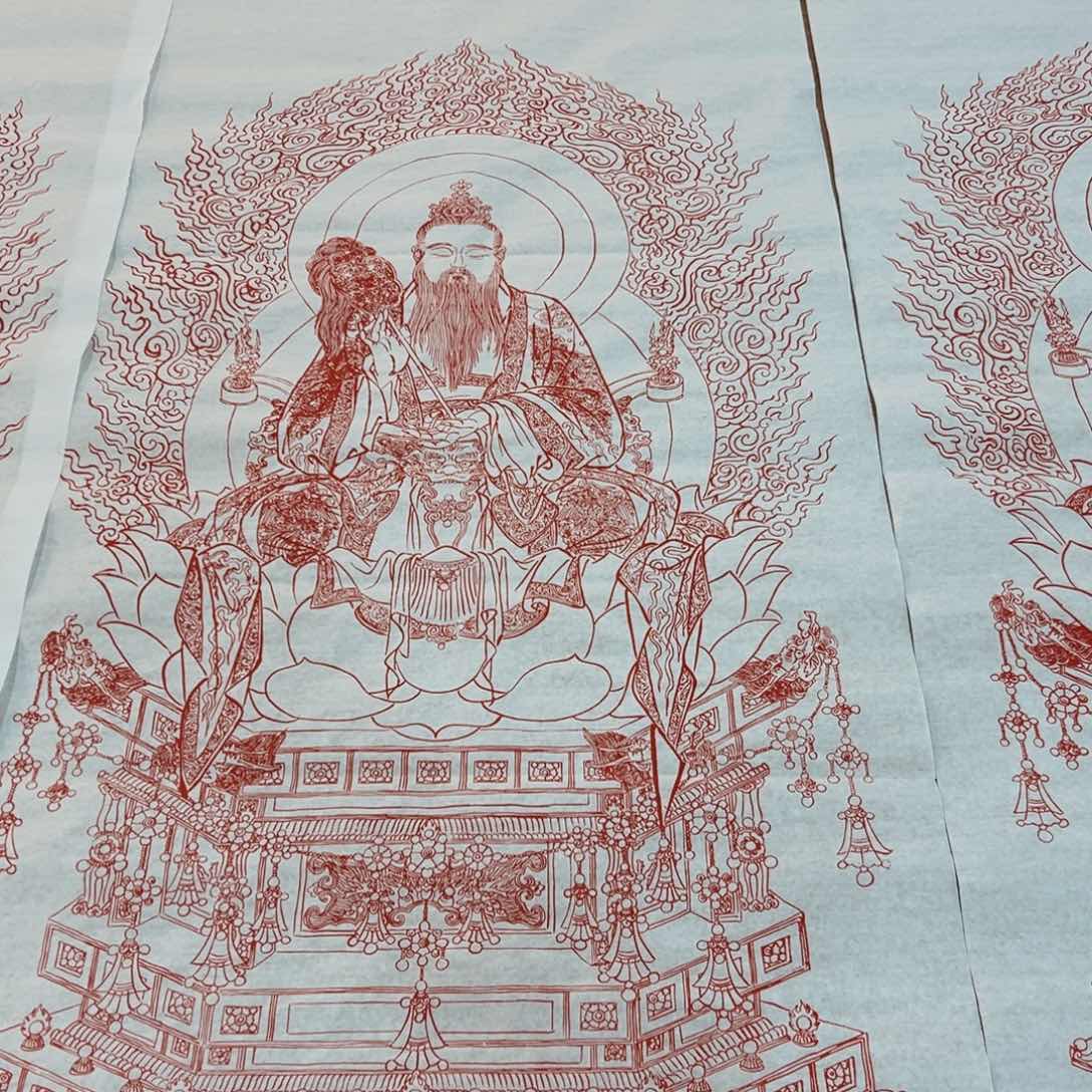 国画整***下秦老师朱砂三清祖师