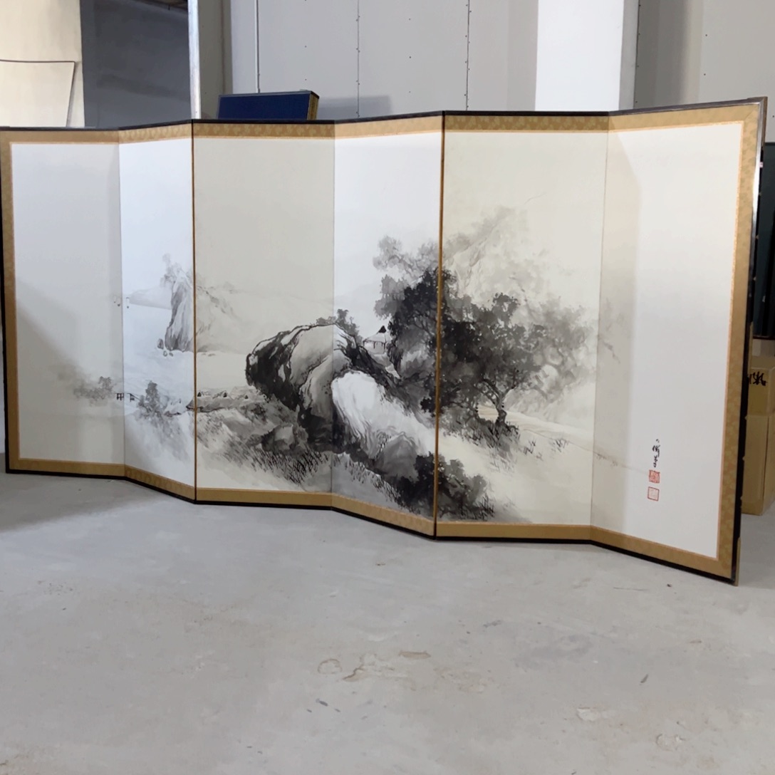 绘画屏风框画茶空间设计