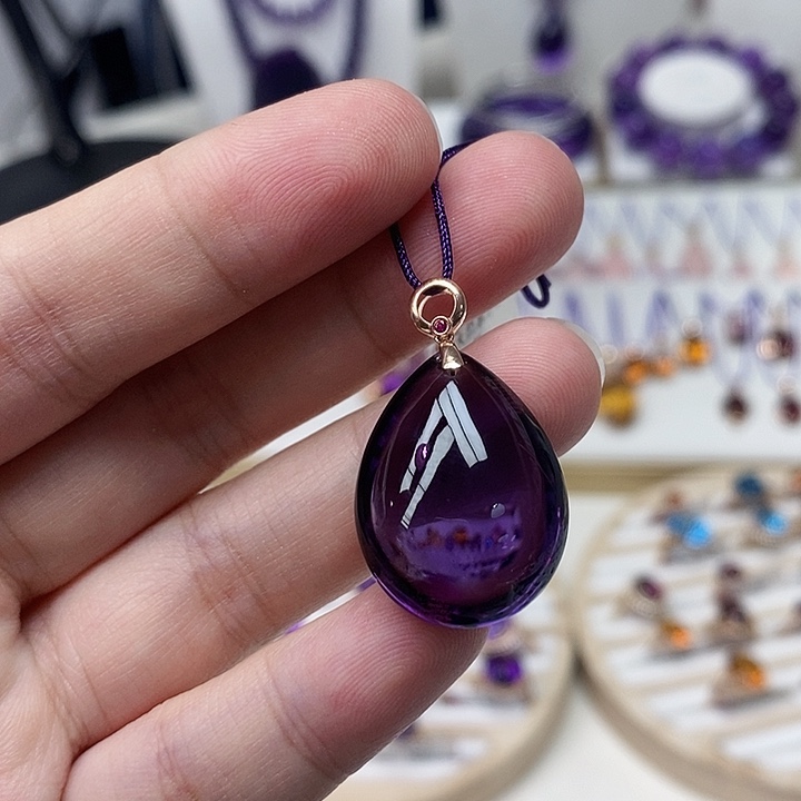 紫晶吊坠(赠链)18K金镶嵌紫水晶吊坠