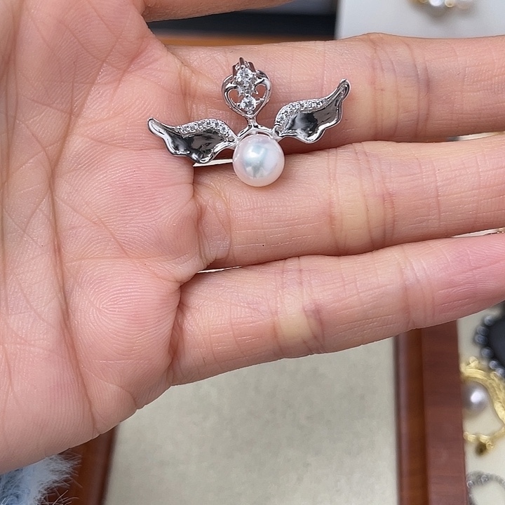 吊坠(不含链)银S925镶嵌海水珍珠