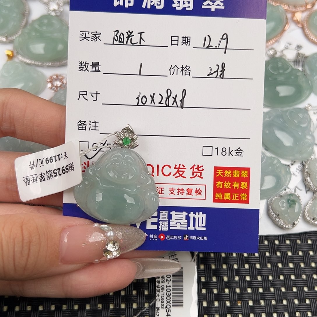 阳***沫翡翠银S925镶嵌颈饰