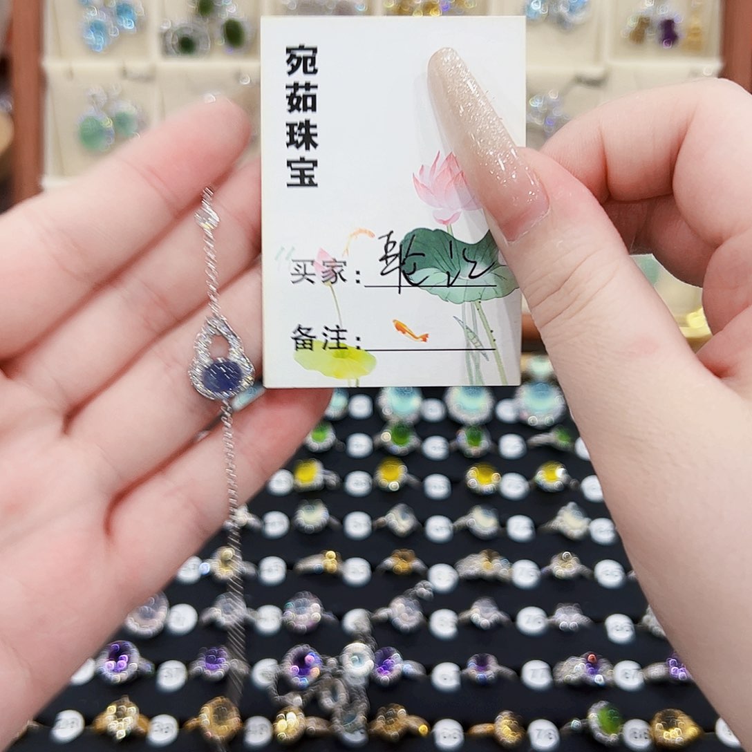 聆***季海蓝宝石戒圈银S925镶嵌戒指