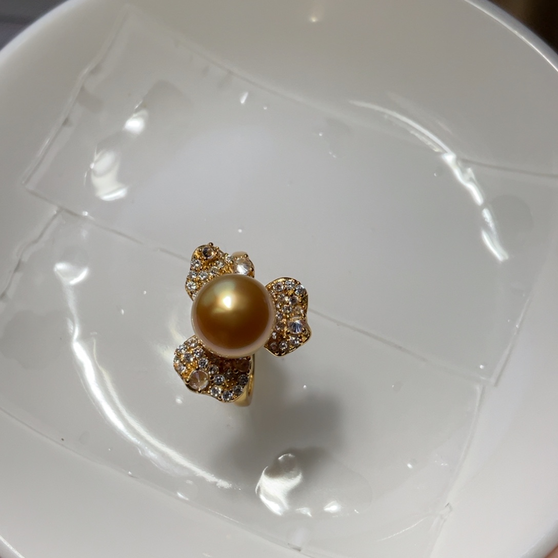 戒圈银S925镶嵌海水珍珠