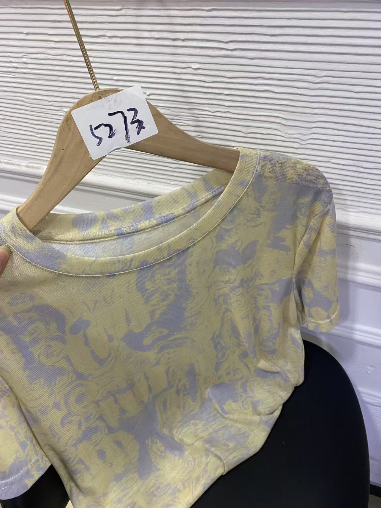 【5273】2025夏季新款休闲百搭琉光澜影艺术T恤