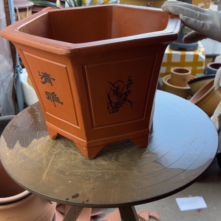 紫砂宜兴紫砂红六方清雅32