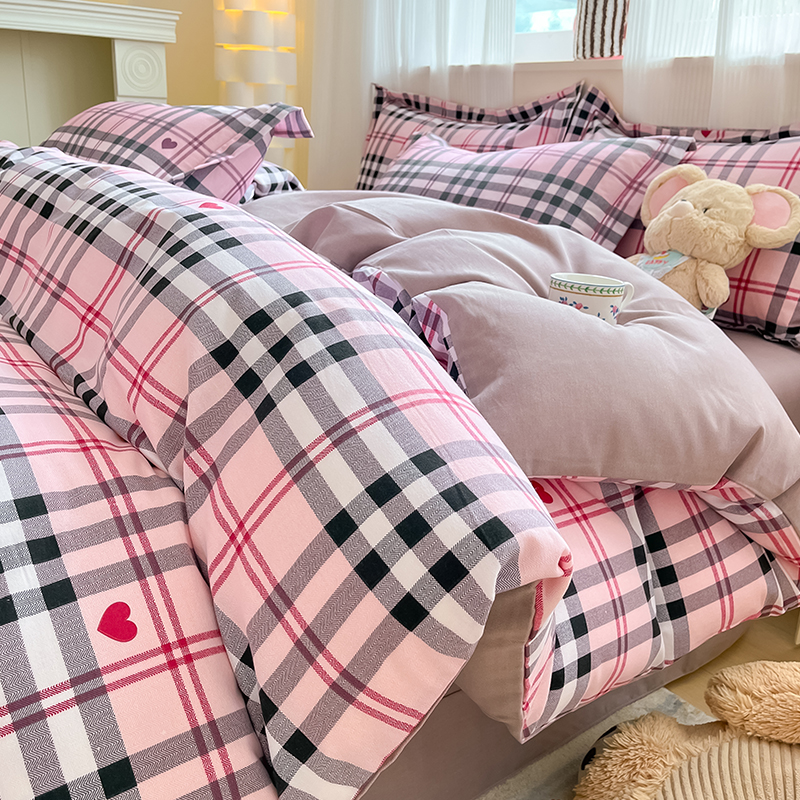 全棉单被套/磨毛轻奢床品透气套件宿舍床品—实物下单简约加厚