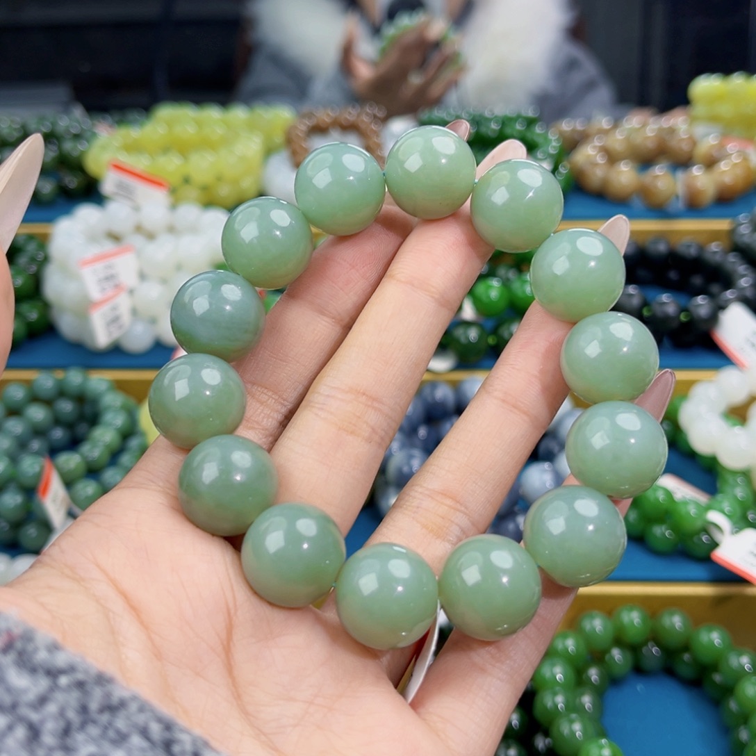 和田玉未镶嵌手链天然和田玉新疆且末天空蓝手串16微瑕