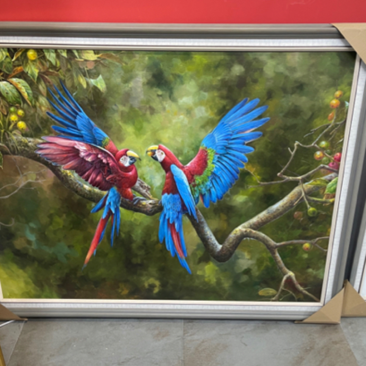 原创油画作品《鹦鹉》尺寸：90X120CM