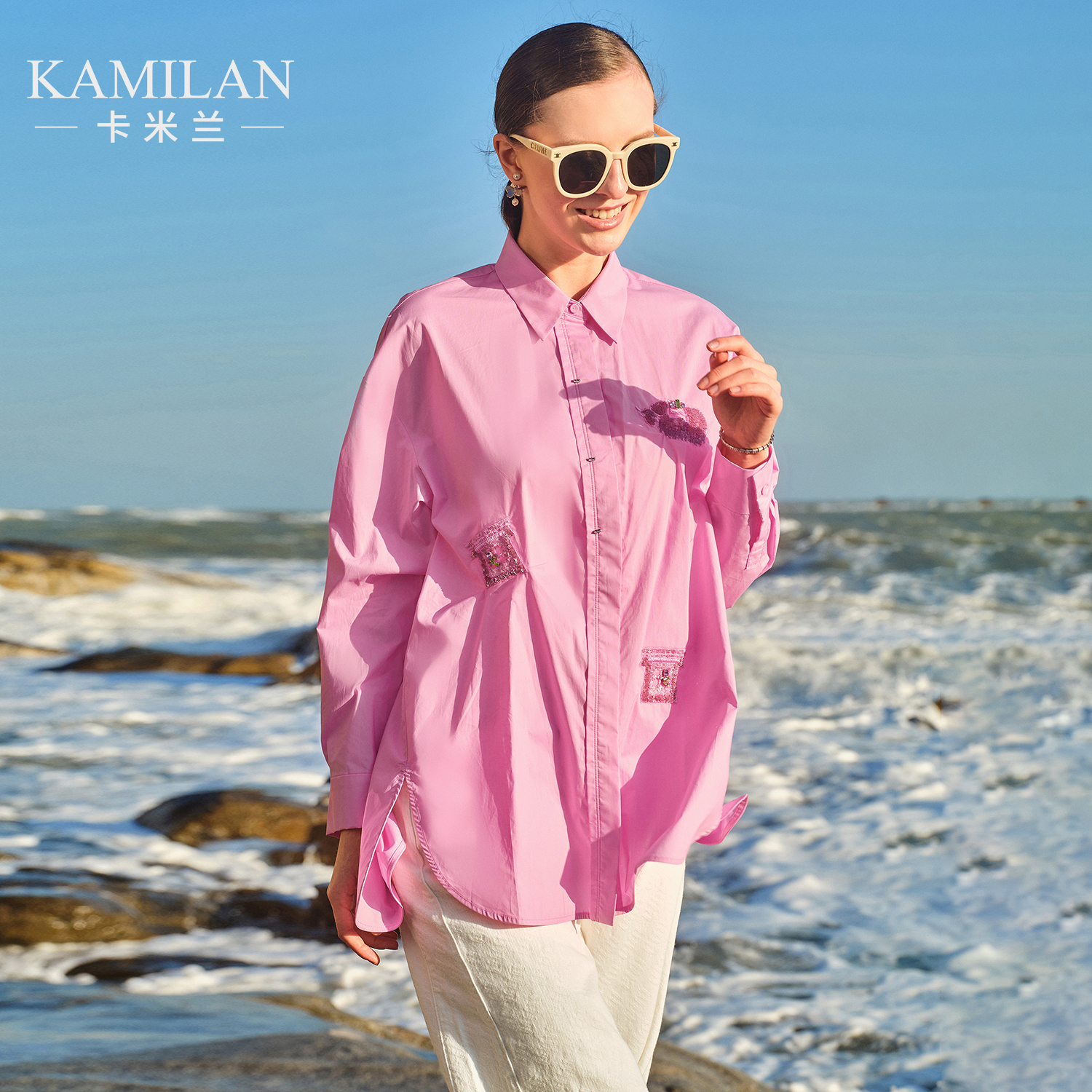 卡米兰法式别致设计感衬衫女2025春季新款洋气时尚百搭衬衣上衣