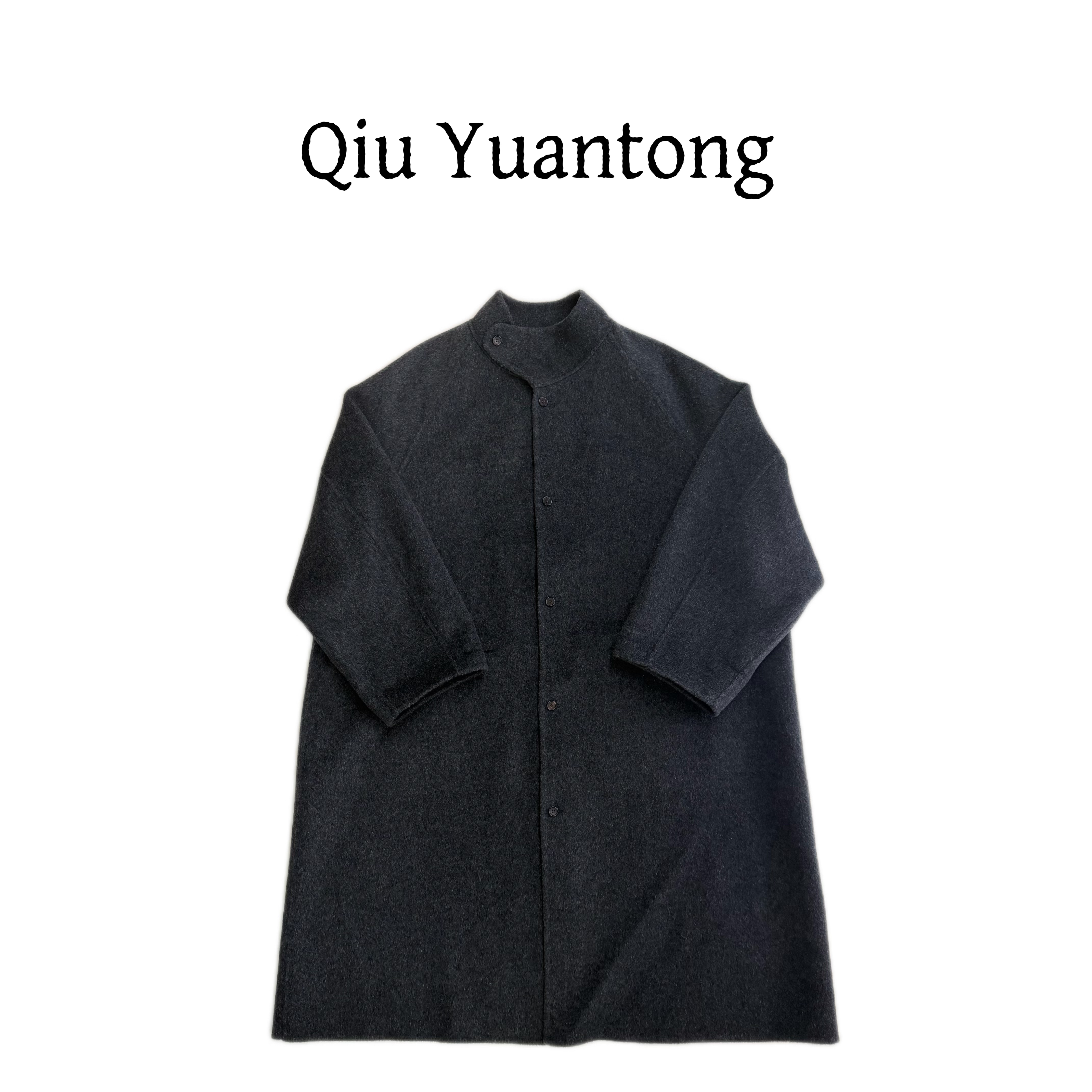 秋原瞳-格雷系毛呢外套长款气质中长款百搭秋冬设计师羊毛大衣