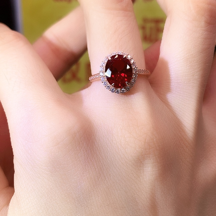 红宝石戒指银S925镶嵌
