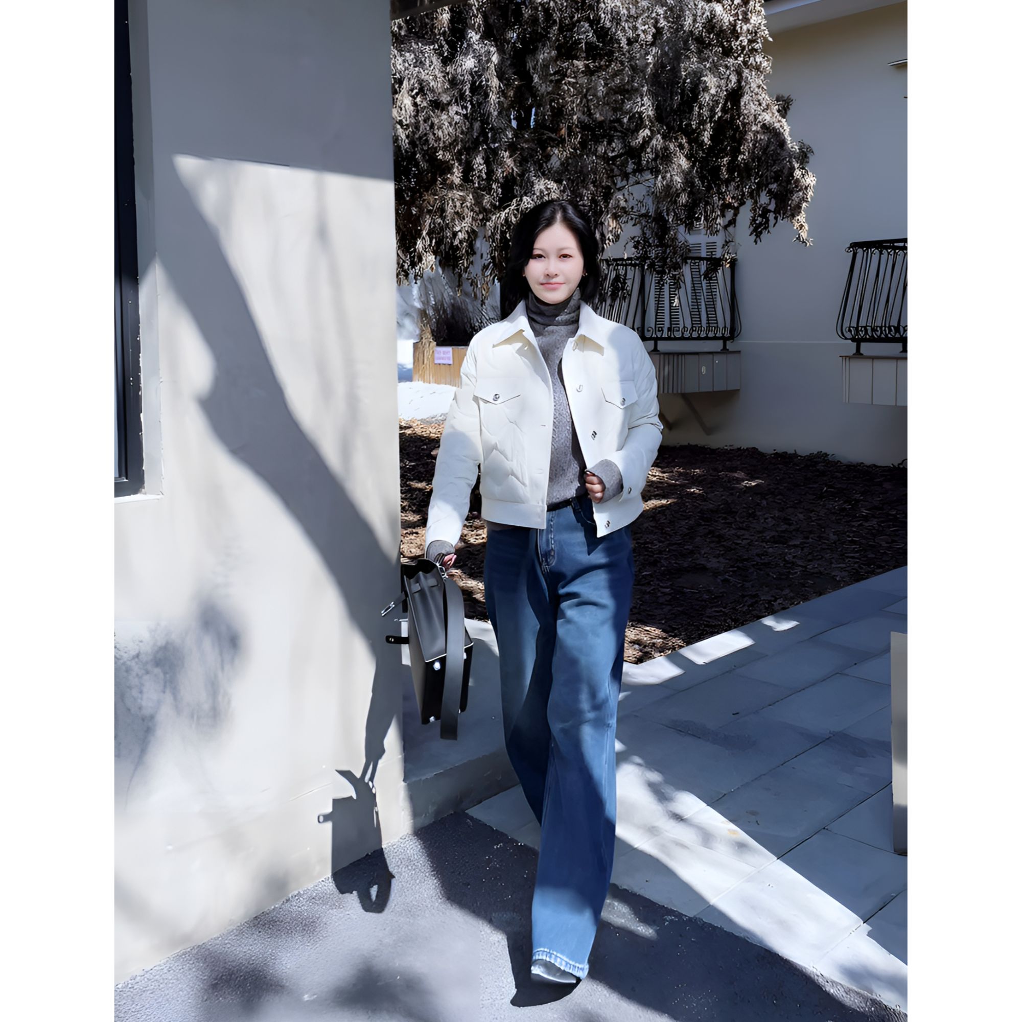 MISS MIN 【最爱牛仔裤】25冬季韩系显瘦直筒加绒牛仔九分裤LJ7726