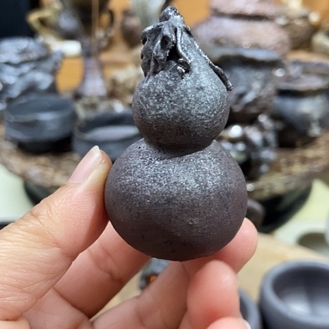 杯小葫芦摆件 柴烧裸烧手作品