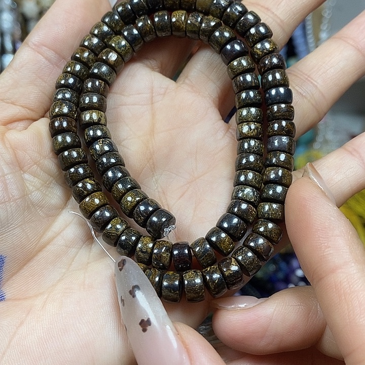 玛瑙/玉髓未镶嵌珠宝半成品天然古铜灰隔片卡7mm