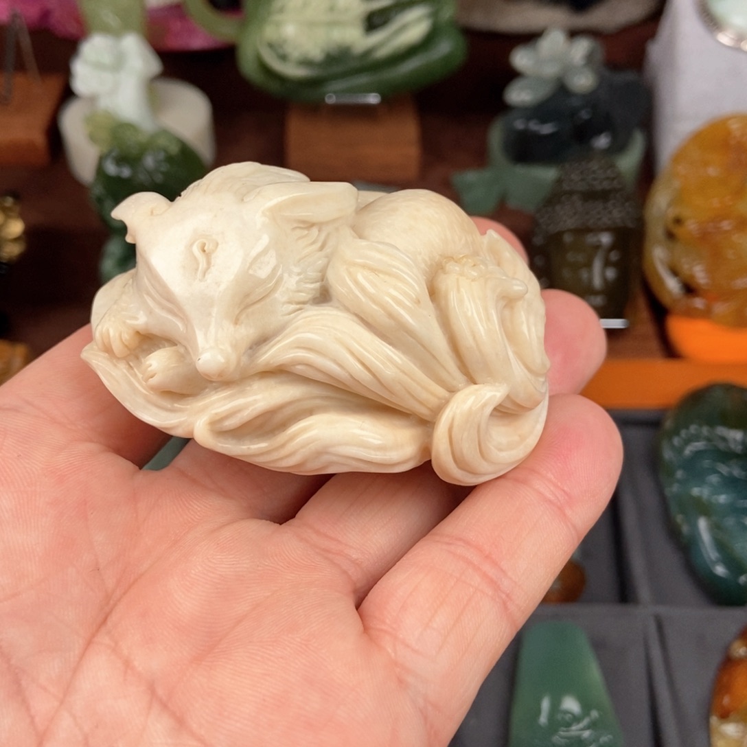 岫玉手把件未镶嵌老*
