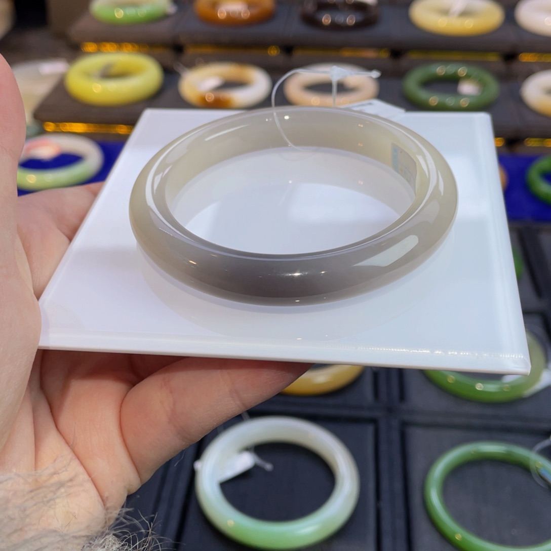 和田玉手镯未镶嵌粉紫手镯5657