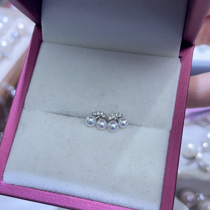 淡水珍珠耳饰银S925镶嵌