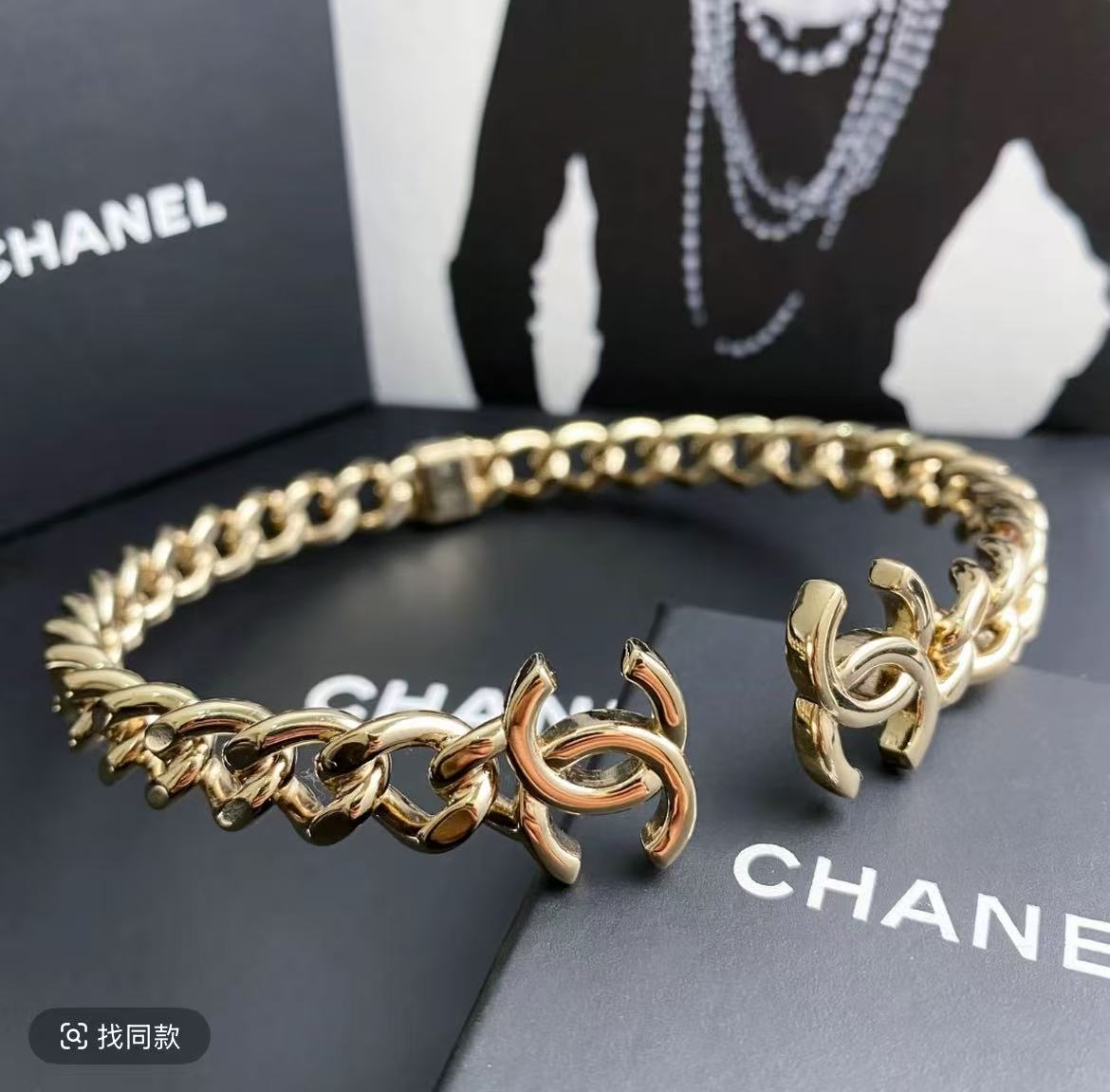 95新 Chanel/香奈儿 22C 淡金色choker项圈S号 7886563